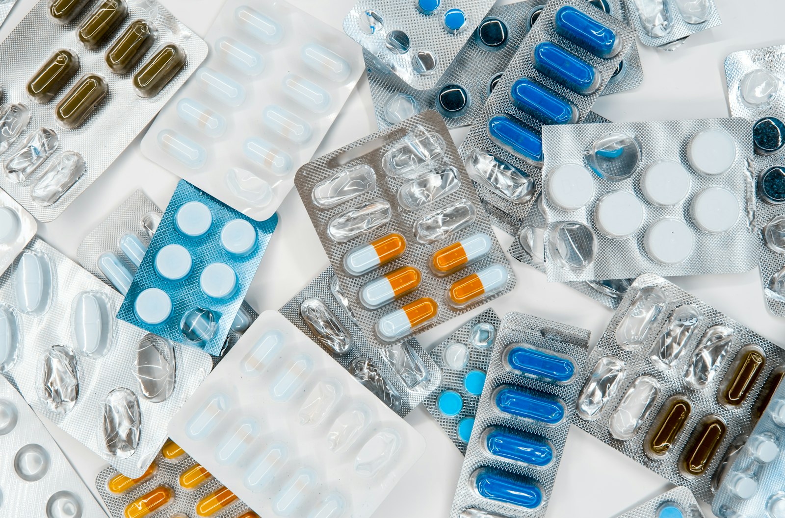 Assorted prescription medications in blister packs